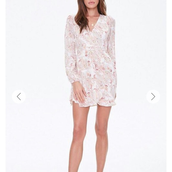 Paisley Print Mock Wrap Dress - Picture 2 of 8